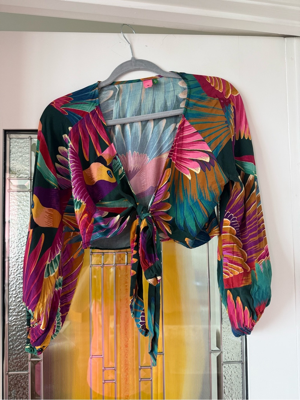 FARM Rio Tropical Tie-Front Crop Top